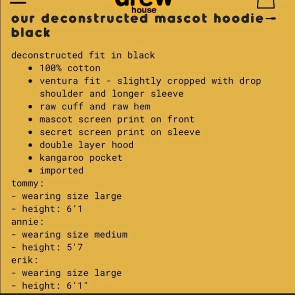 DREW HOUSE Black Deconstructed Mascot Hoodie XL - Picture 5 of 6